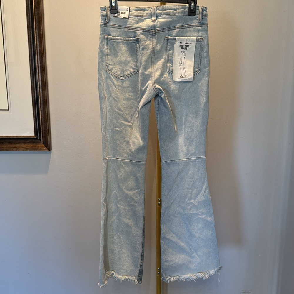 Almost Famous high rise flare patchwork denim fri… - image 4